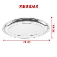 Bandeja Travessa Para Servir Oval Prateada Grande Inoxidável 39cm - 2