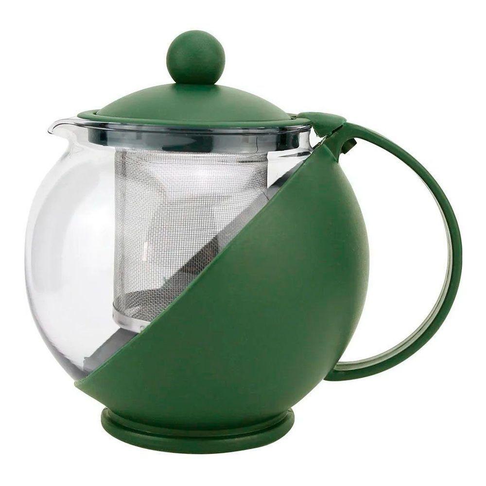 Chaleira Bule De Vidro E Plástico Para Chá Com Infusor Interno 750ml - 1
