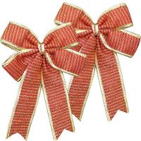 Kit 8 Enfeite árvore De Natal Vermelho E Dourado Laço 30cm - 1