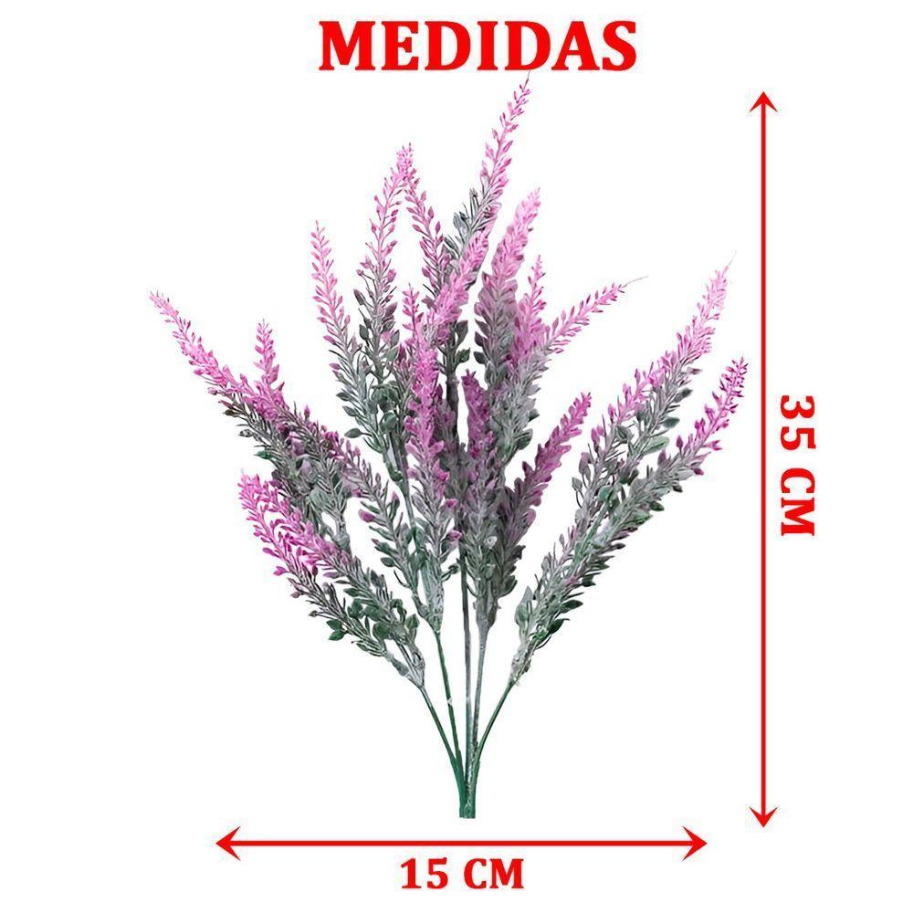 4 Ramos Plantas Lavanda Artificiais Rosa Com 35 Folhas 40cm - 2