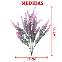 4 Ramos Plantas Lavanda Artificiais Rosa Com 35 Folhas 40cm - 2