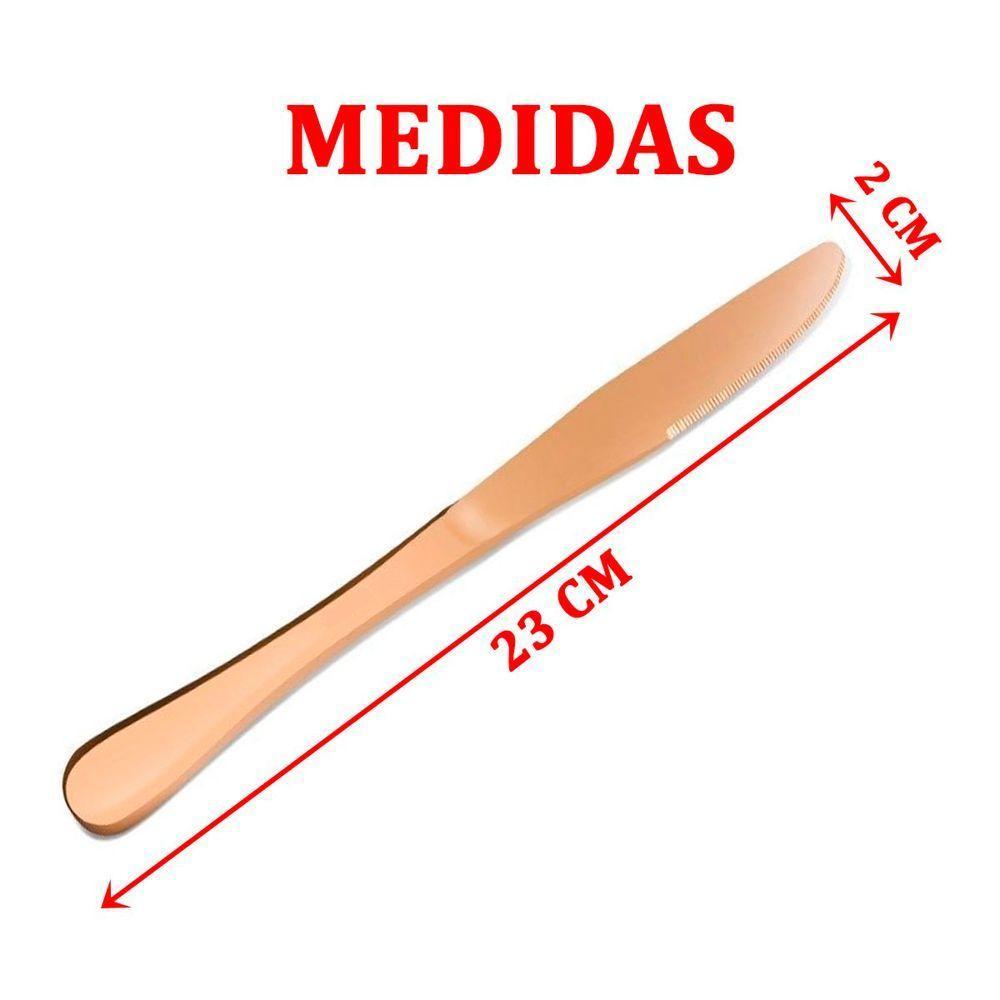 Kit Jogo De Corte Gold Rose Refeição 12pçs Inox Rústico Luxo - 2