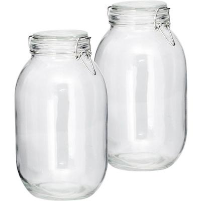 Kit 5 Potes De Vidro Hermético 3,1l Tampa Vedação Conserva.