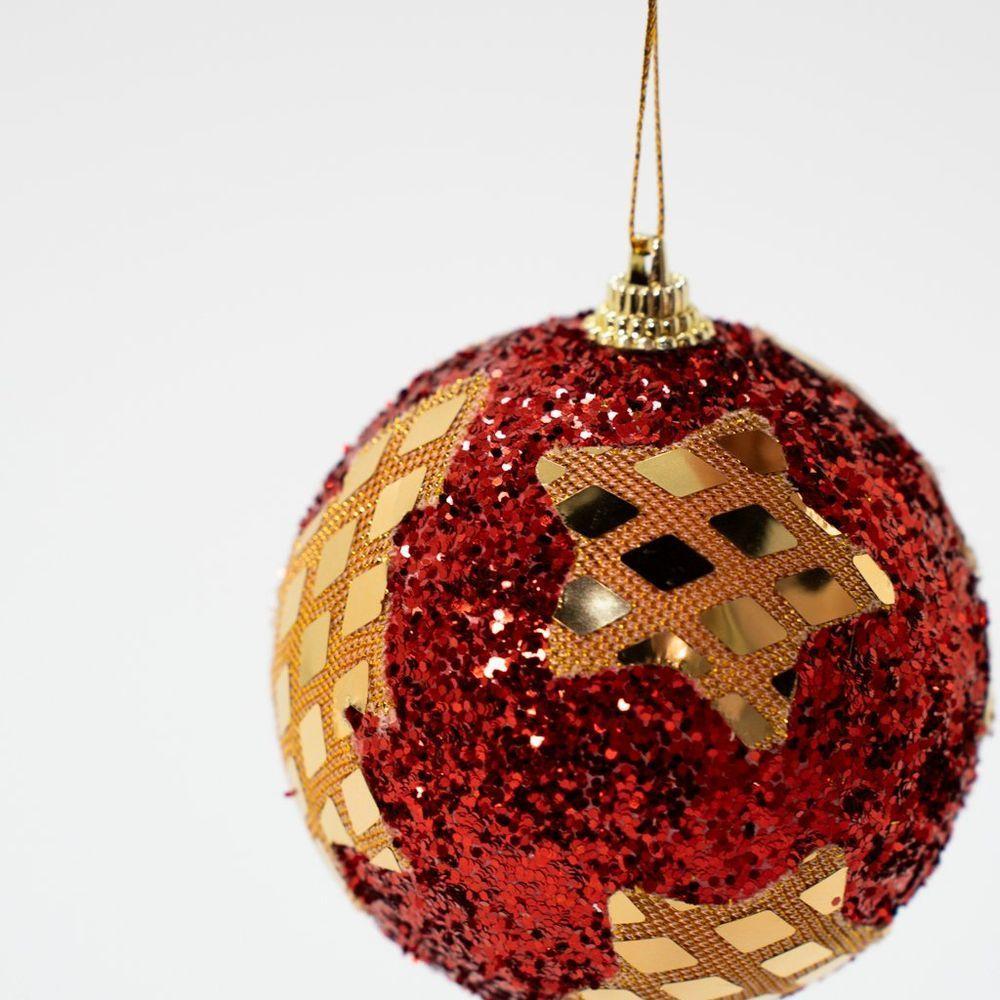 Kit 6 Enfeite Bolas Natalina árvore Natal Artesanal Estrela - 4