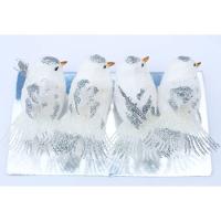 Kit 8 Decoração Natal Presilha Pássaro Branco Com Glitter - 3