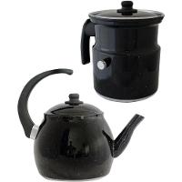 Kit Chaleira E Leiteira Gulê Alumínio 2 Peças Preta - 1