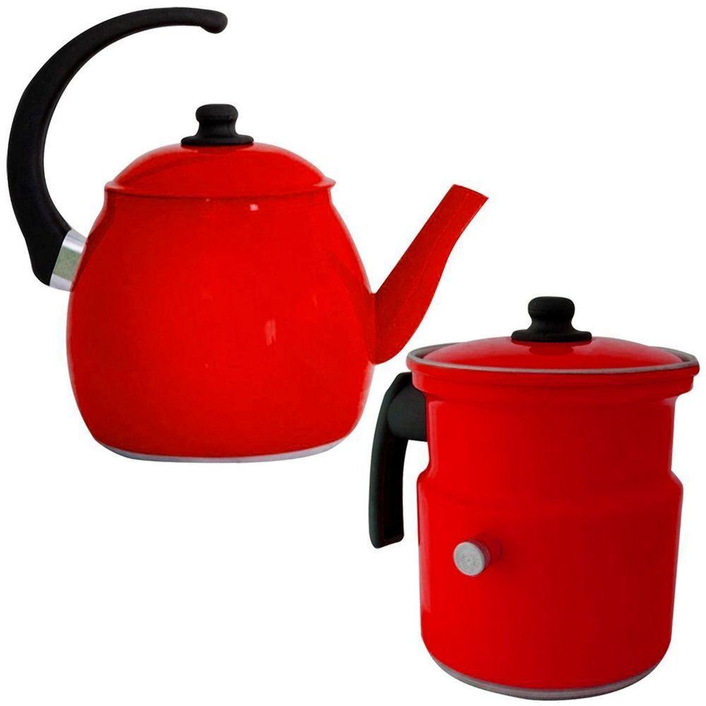 Kit Chaleira E Leiteira Gulê Alumínio 2 Peças Vermelho - 1