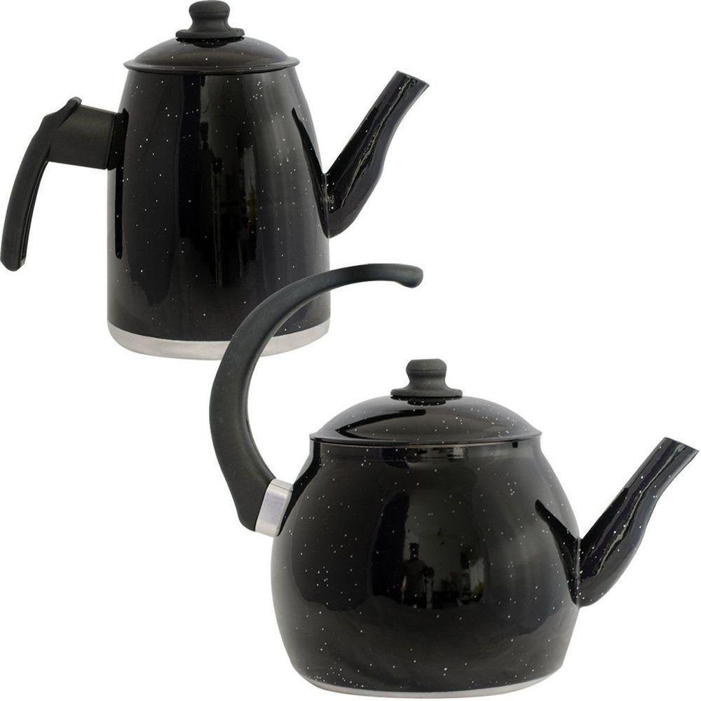 Kit Chaleira E Bule Gulê Em Alumínio 2 Peças Preta - 1