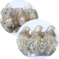 Kit 3 Decoração Natal Presilha Pássaro Com Glitter Bronze - 1