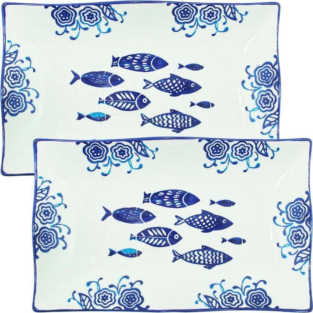 Kit 4 Petisqueiras Bowl Média Travessa Oceano Peixe 350ml - 1