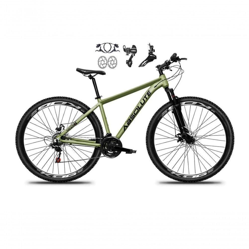 Bicicleta Aro 29 Absolute Nero 5 21v Alumínio Câmbios Shimano Freio Disco Hidráulico Garfo Suspensão - Oliva Tam.15 - 1