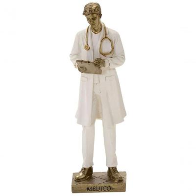 Estatueta Decorativa Clinico Médico Escultura Em Resina 25cm