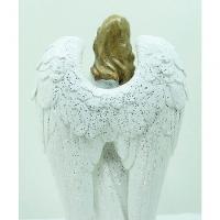 Decoração Anjo Musico Harpa Branco Resina Natal Enfeite 38cm - 3