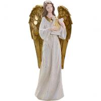 Decoração Anjo Musico Harpa Ouro Resina Natal Enfeite 38cm - 1