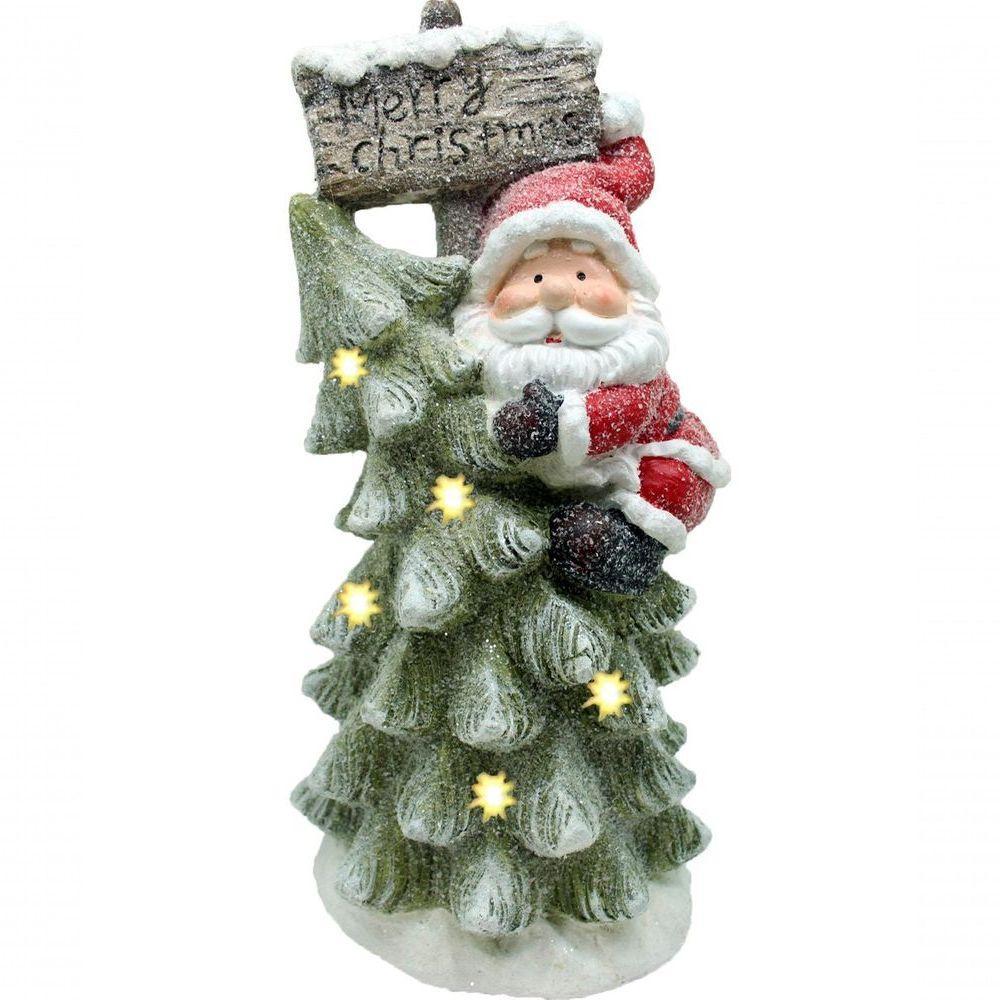 Estatueta Natalina Papai Noel árvore Placa Luzes Leds 45cm - 1