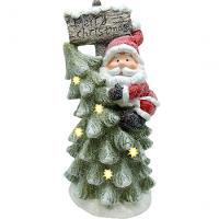 Estatueta Natalina Papai Noel árvore Placa Luzes Leds 45cm - 1