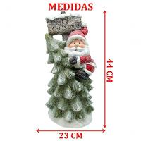 Estatueta Natalina Papai Noel árvore Placa Luzes Leds 45cm - 2