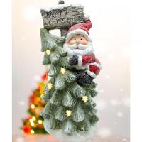 Estatueta Natalina Papai Noel árvore Placa Luzes Leds 45cm - 4