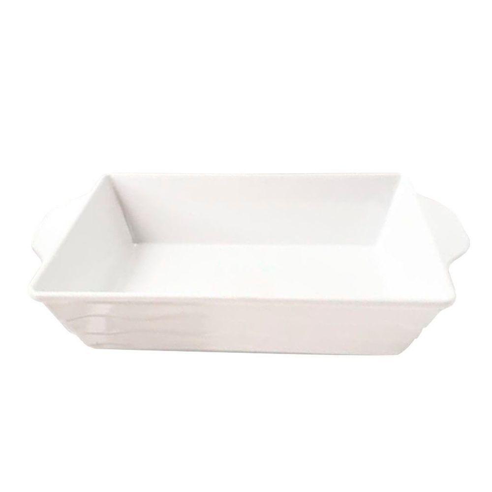 Kit 02 Travessas Melamina Retangular Branca 2,1 Ml - 1