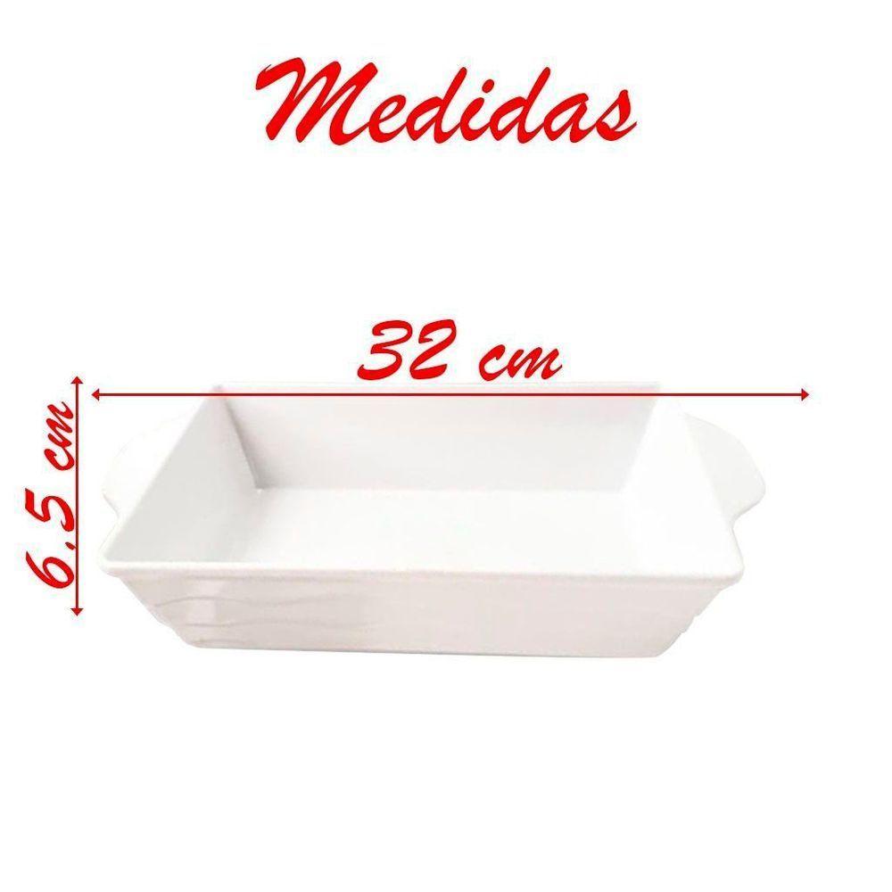 Kit 02 Travessas Melamina Retangular Branca 2,1 Ml - 2