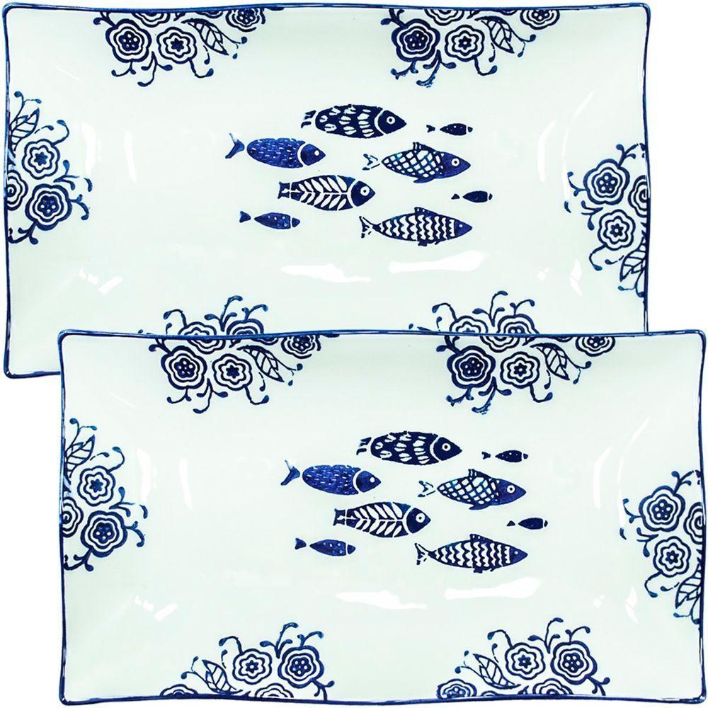 Kit 10 Petisqueiras Bowl Grande Travessa Oceano Peixe 550ml - 1