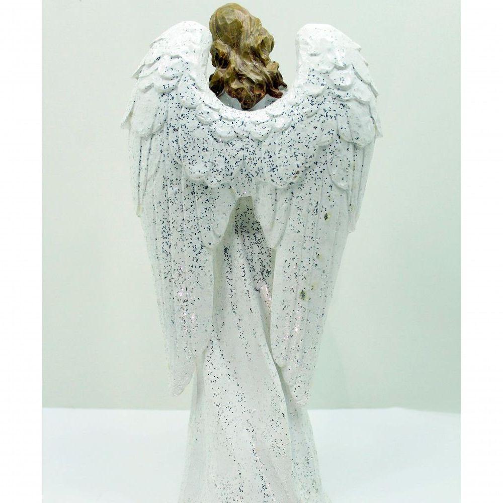 Anjo Decorativo Musico Violinista Branco Enfeite Resina 38cm - 4