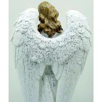 Anjo Decorativo Musico Violinista Branco Enfeite Resina 38cm - 3