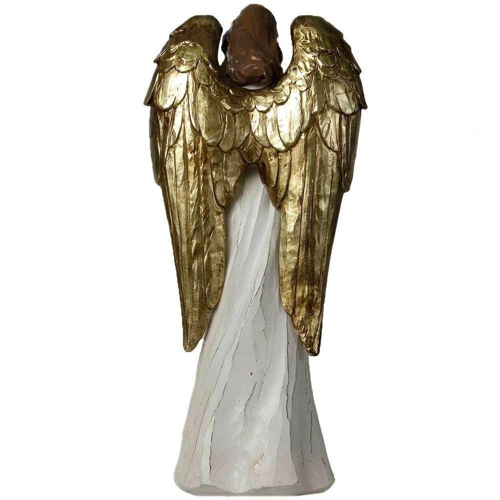 Anjo Decorativo Musico Flauta Ouro Resina Natal Enfeite 38cm - 3