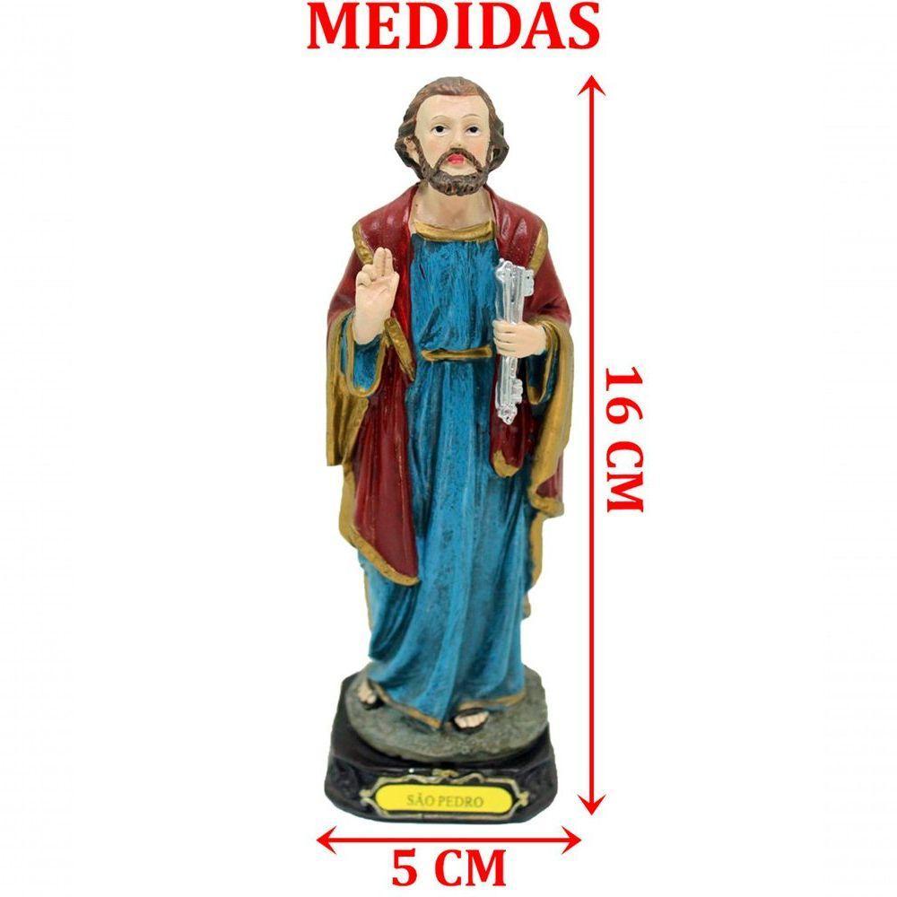 Escultura Imagem De São Pedro Estatueta Enfeite Resina 16cm - 2