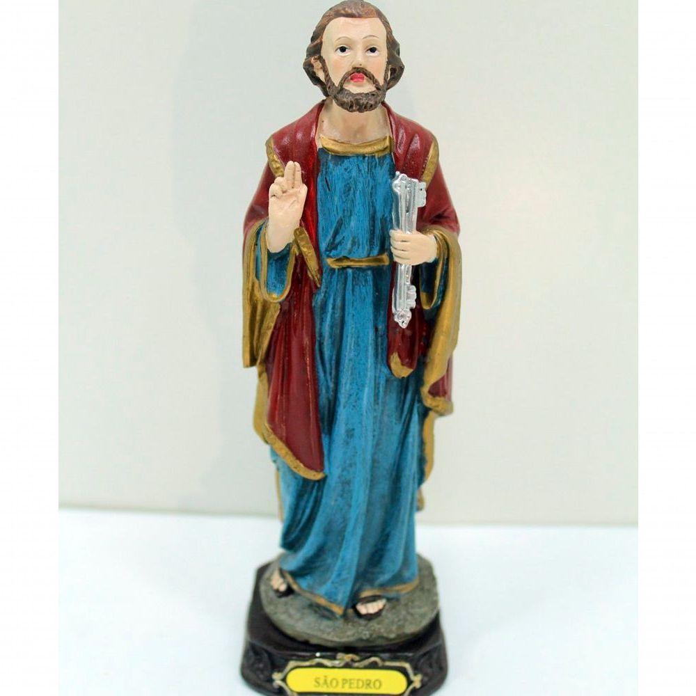 Escultura Imagem De São Pedro Estatueta Enfeite Resina 16cm - 3