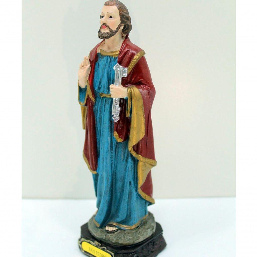 Escultura Imagem De São Pedro Estatueta Enfeite Resina 16cm - 5