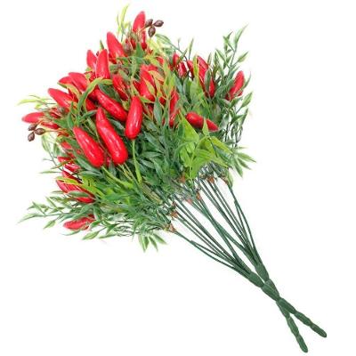 Kit 3 Ramos Artificial Planta Arranjo Pimenta Decoração 45cm
