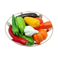 Kit Decoração Legumes Artificial Isopor E Cesta Rose Redonda - 1