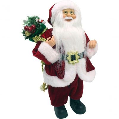 Boneco Papai Noel Tradicional Com Saco Presente Enfeite 32cm
