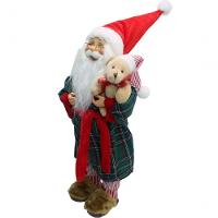 Boneco Papai Noel Decoração Pijama Roupão Com Ursinho 50cm - 3
