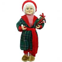 Boneca Mamãe Noel Decoração Roupão Pijama Com Presentes 47cm - 1