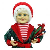 Boneca Mamãe Noel Decoração Roupão Pijama Com Presentes 47cm