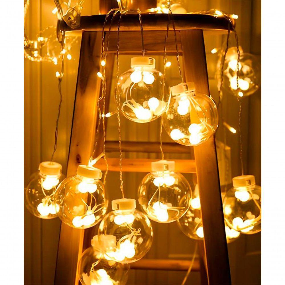 Pisca Decorativo Cordão Varal 12 Lâmpadas Com Led Amarelo 3m - 4