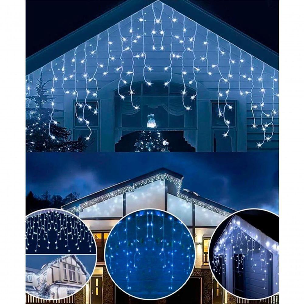Pisca Cascata Azul 288 Lâmpadas Leds 8 Funções 220v 4 Metros - 3