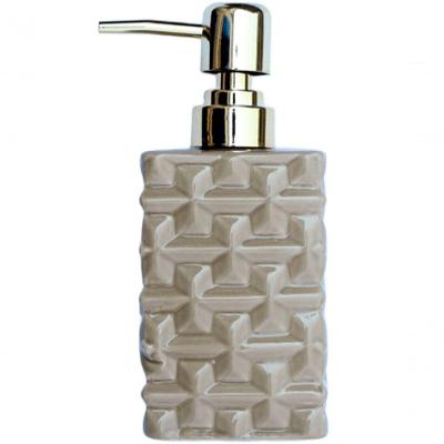 Saboneteira Liquida Lavabo Banheiro Cerâmica Gold Bege 350ml