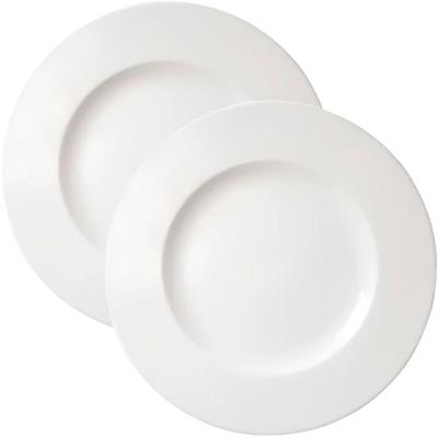 Jogo Prato Raso Jantar 2pçs 2 Pessoas Aba Larga Branco 28cm