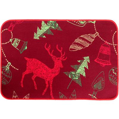 Tapete Capacho Porta Decoração Rena Vermelho Enfeite 39x59cm