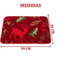 Tapete Capacho Porta Decoração Rena Vermelho Enfeite 39x59cm - 2