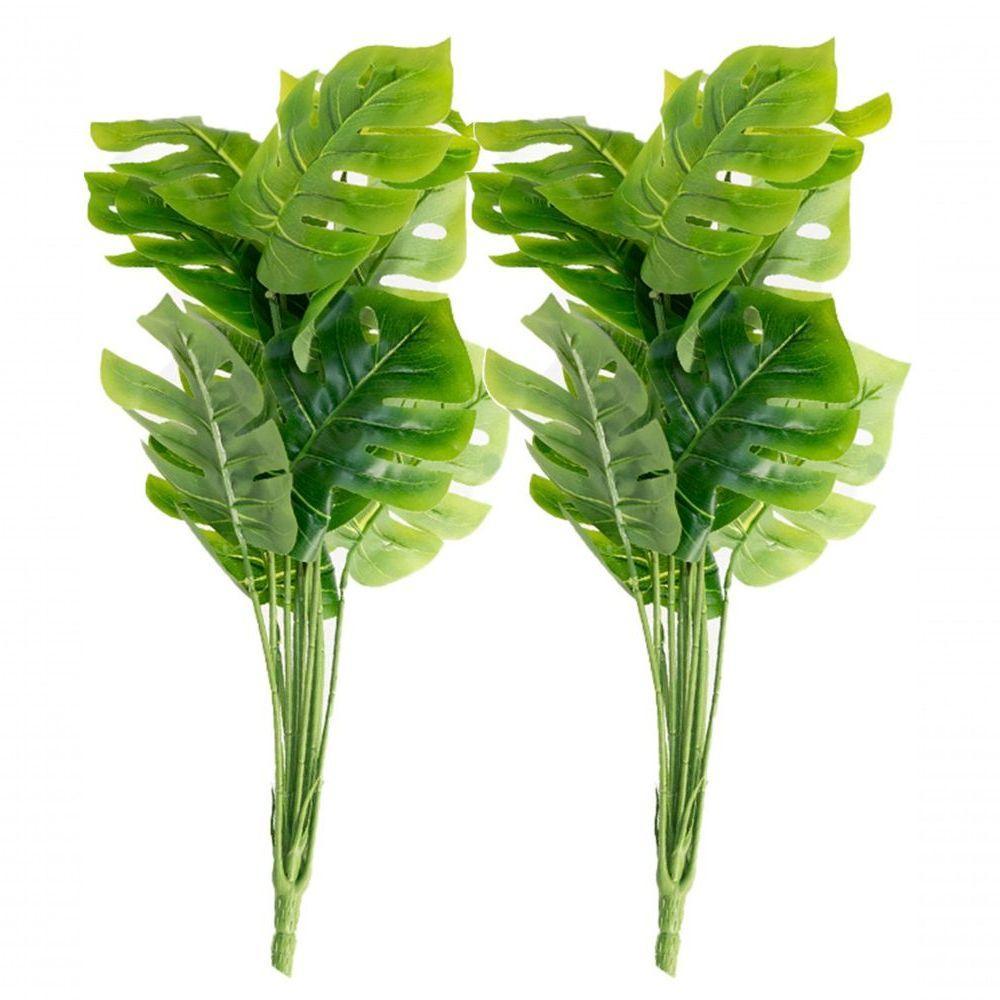 Kit 4 Ramo Planta Artificial Decoração Costela De Adão 43cm - 1