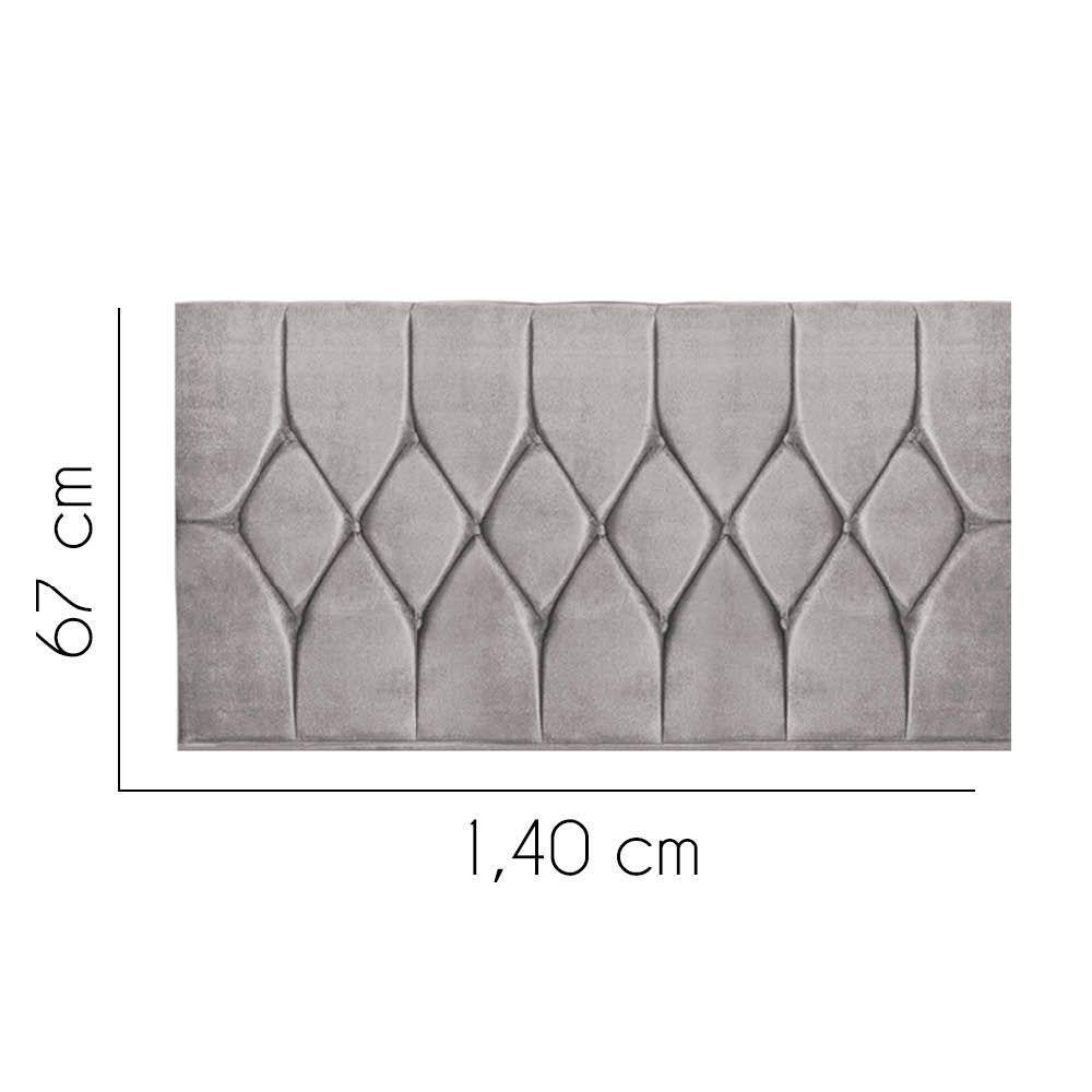 Painel Estofada Istambul Botão Capitonê 140cm Casal Para Cama Box Quarto Suede Cinza Claro - Gat Magazine - 2