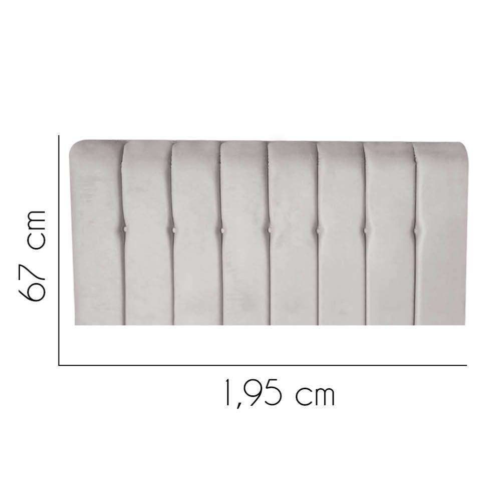 Painel Estofada Kiara 195cm King Size Box Quarto Suede Cinza Claro - Gat Magazine - 2