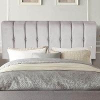 Painel Estofada Kiara 195cm King Size Box Quarto Suede Cinza Claro - Gat Magazine - 1