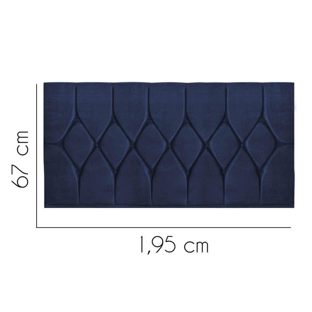 Painel Estofada Istambul Botão Capitonê 195cm King Size Para Cama Box Quarto Suede Azul Marinho - Gat Magazine - 2