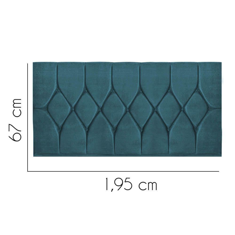Painel Estofada Istambul Botão Capitonê 195cm King Size Para Cama Box Quarto Suede Azul Turquesa - Gat Magazine - 2