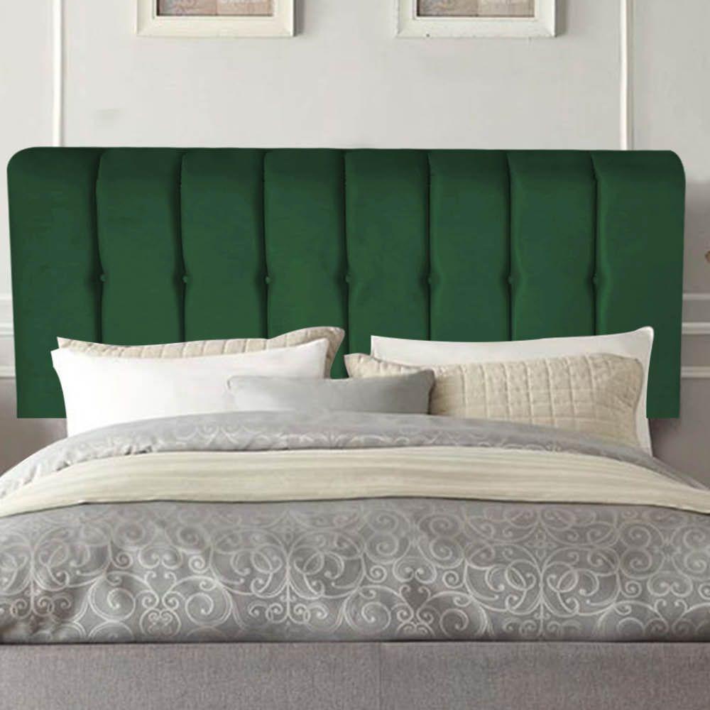 Painel Estofada Kiara 160cm Queen Size Box Quarto Suede Verde - Gat Magazine - 1